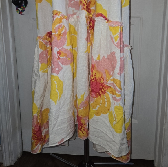 Free People Moonshine Floral XS Distressed Linen Dress - Picture 3 of 11
